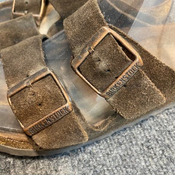 Birkenstock Arizona Suede Sandals Size 34 Brown Comfort Shoes Women 4 Kids 3-3.5 - Picture 4 of 7